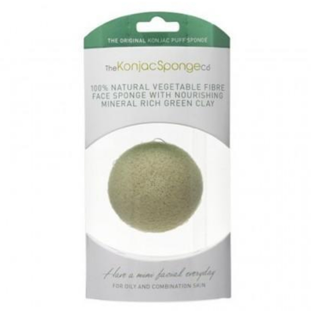 Green French Clay Konjac Facial Puff Sponge NEW